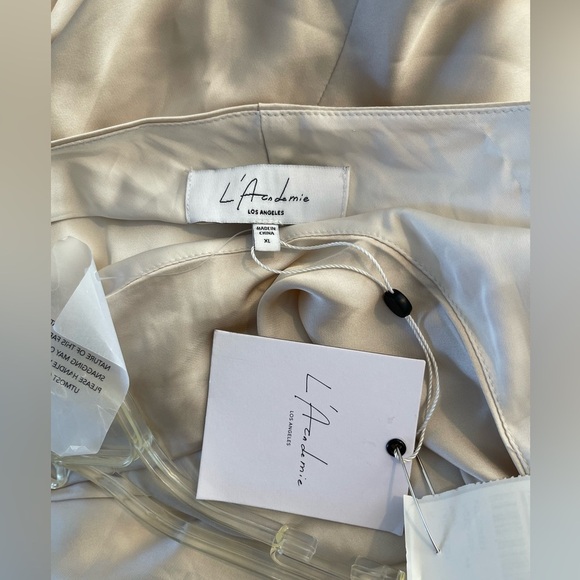 L'Academie Los Angeles | Mindy Midi Dress in Ivory | Ostrich Feather Trim | XL - Picture 10 of 11